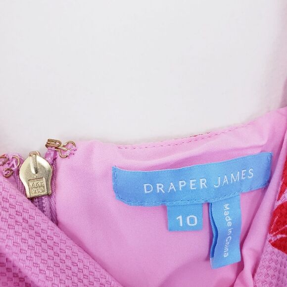 Draper James Henrietta Mini Dress Pink Dress with Red Floral Pattern Size 10 - Picture 5 of 10